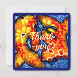 Abstrakt floral Koi Fish Dankeschön Grußkarte Feiertagskarte