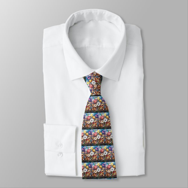 Abstrakt Floral Neck Tie Krawatte (Gebunden)