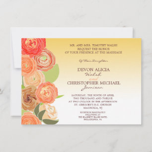 Abstrakt Floral Ombre Hochzeit im Herbst Einladung