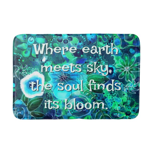 Abstrakt Floral Türkis Blau Grün Personalisiert Badematte (Vorderseite)