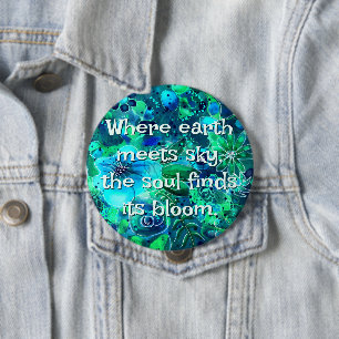 Abstrakt Floral Türkis Blau Grün Personalisiert Button