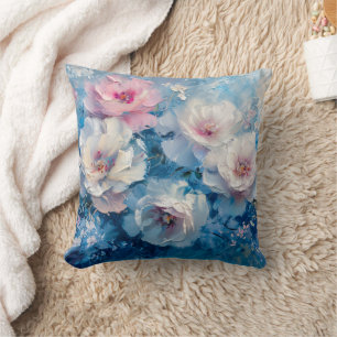 Abstrakt Florals Rosa Ölgemälde Kissen