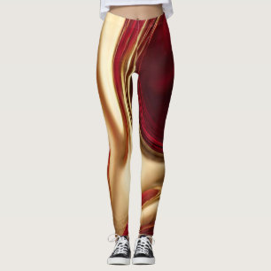 Abstrakt-Flow Art-Red und Gold- Leggings