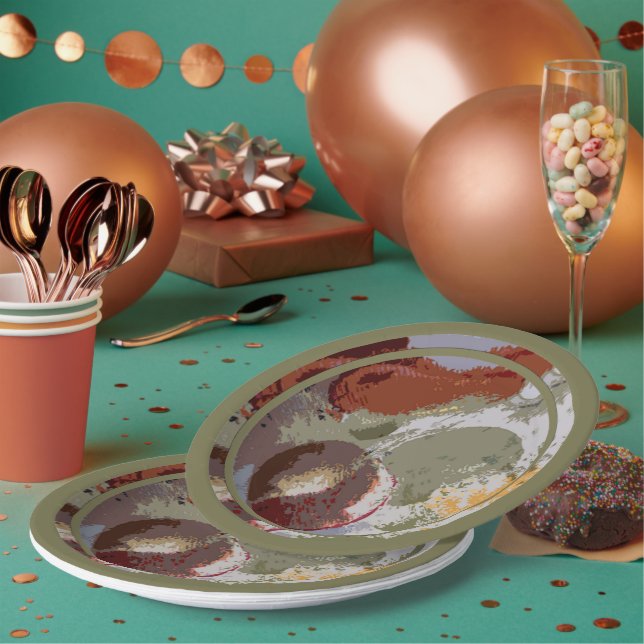 Abstrakt Fruchtmotif Pappteller (Multi)