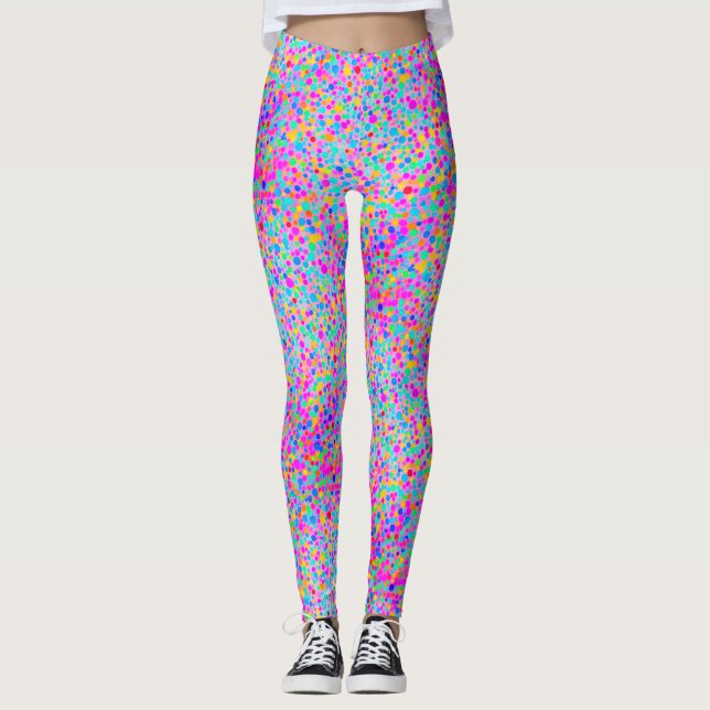 Abstrakt Fun Color Polka Dots Wasserfarbmuster Leggings (Vorderseite)