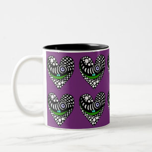 Abstrakt, funky, Herz auf lila Zweifarbige Tasse