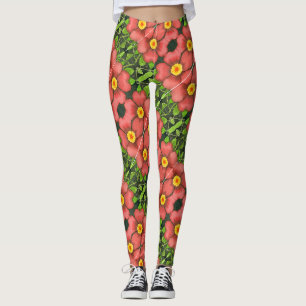 Abstrakt geflieste wilde Rose in Rosa, Gelb Leggings