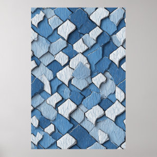 Abstrakt geknackte Farbe: blaue, gewitterte Oberfl Poster