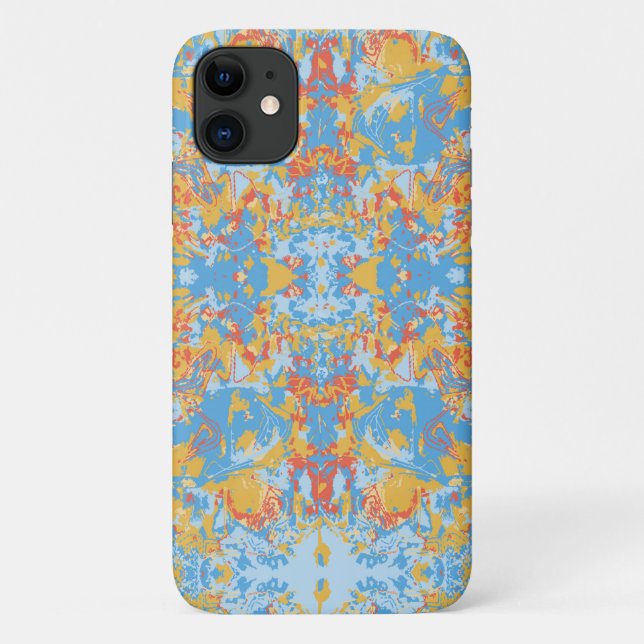 Abstrakt-Gelb-Blau-Exklusivmuster Case-Mate iPhone Hülle (Rückseite)