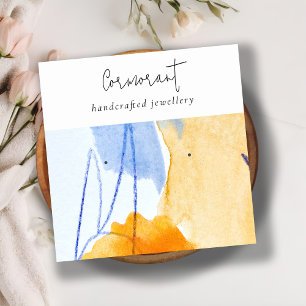 Abstrakt-Gelb-Blau-Wasserfarben-Kunstverleiher Quadratische Visitenkarte