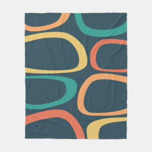 Abstrakt Gelb, Orange, Teal im Stil der Mitte des  Fleecedecke