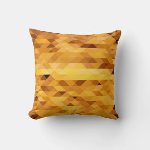 Abstrakt-gelb-orangefarbenes Digitalmosaik-Polygon Kissen