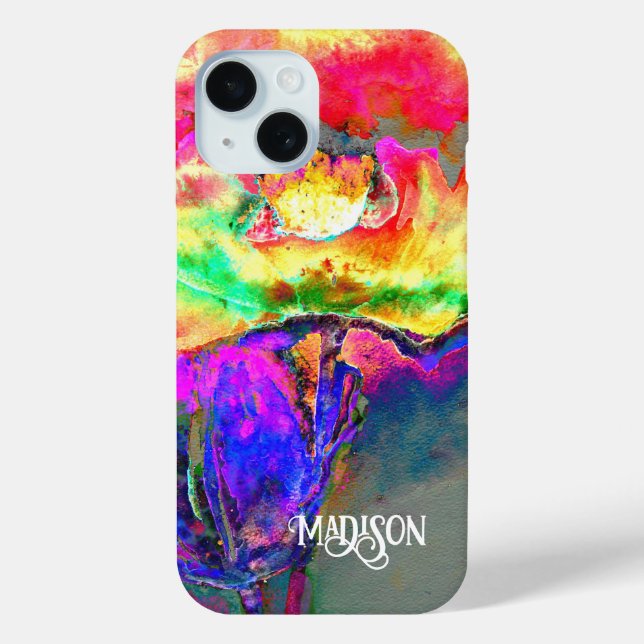 Abstrakt-gelb-rosa Aquarellmalerei Case-Mate iPhone Hülle (Rückseite)