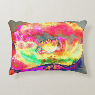 Abstrakt-gelb-rosa Aquarellmalerei Dekokissen