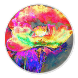 Abstrakt-gelb-rosa Aquarellmalerei Keramikknauf