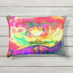 Abstrakt-gelb-rosa Aquarellmalerei Kissen Für Draußen