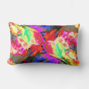 Abstrakt-gelb-rosa Aquarellmalerei Lendenkissen