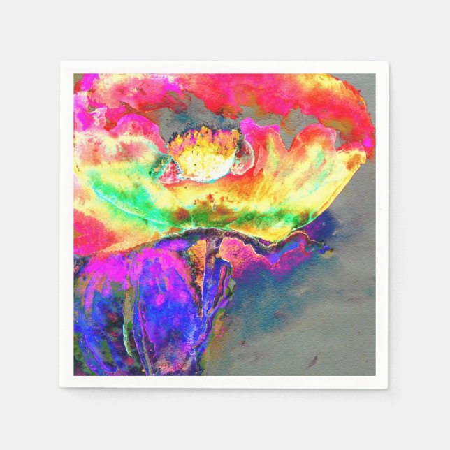 Abstrakt-gelb-rosa Aquarellmalerei Serviette (Vorderseite)