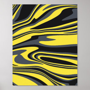 Abstrakt-Gelb-Schwarz-Weiß-Kunst Poster