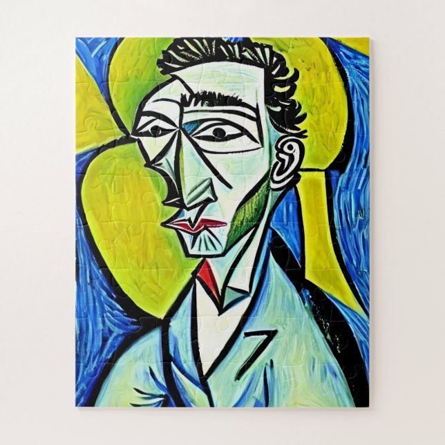 Abstrakt Gelb und Blauer Spaß Kunstmuseum Puzzle (Vertikal)