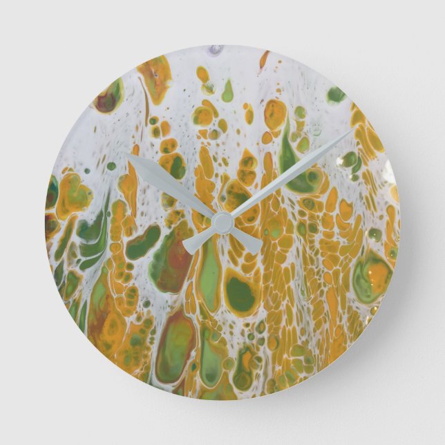 Abstrakt gelb und grün runde wanduhr (Vorderseite)
