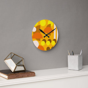 Abstrakt Gelbbeige Brown Runde Wanduhr