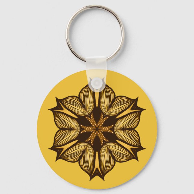 Abstrakt-Gelbe Blume Schlüsselanhänger (Vorderseite)