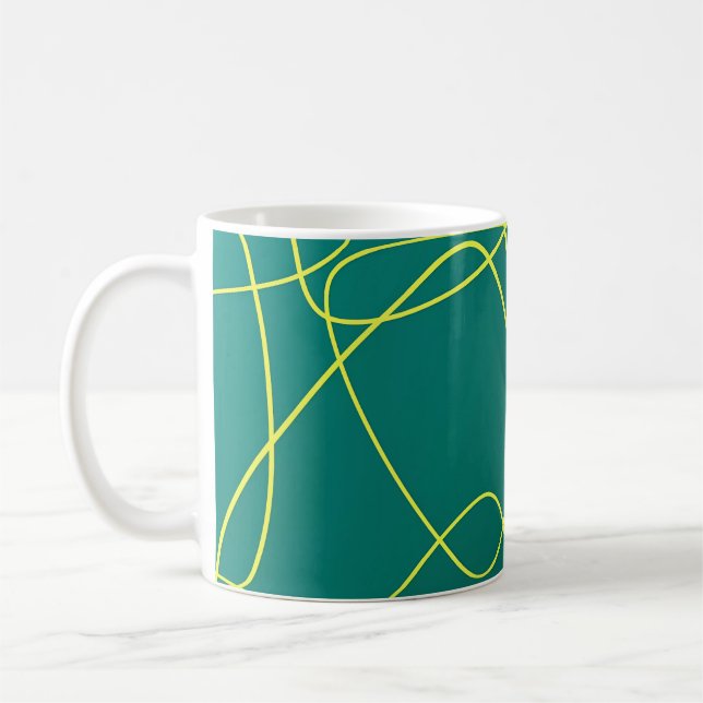 Abstrakt Gelbe Linien auf grün Kaffeetasse (Links)