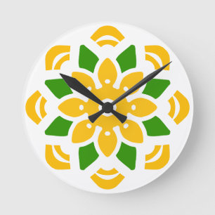 Abstrakt Geo Mandala Blume Runde Wanduhr