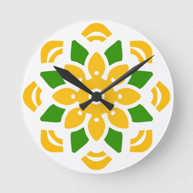 Abstrakt Geo Mandala Blume Runde Wanduhr (Vorderseite)