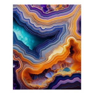 Abstrakt Geode Art - Farbenfrohe Steinschichten Poster
