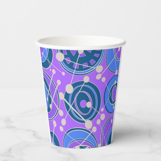 Abstrakt, geoförmig in lila, blau pappbecher (Rückseite)
