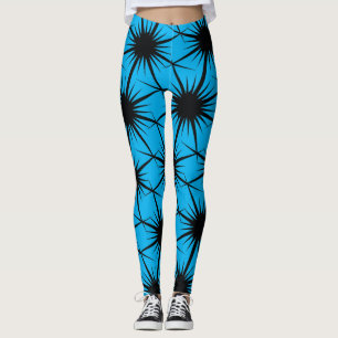 Abstrakt Geometric Black Pricky Cactus Thorn Leggings