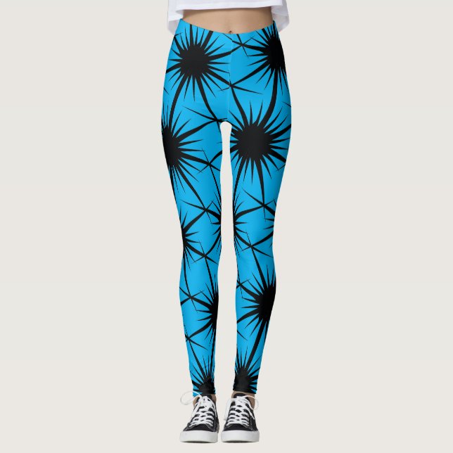 Abstrakt Geometric Black Pricky Cactus Thorn Leggings (Vorderseite)
