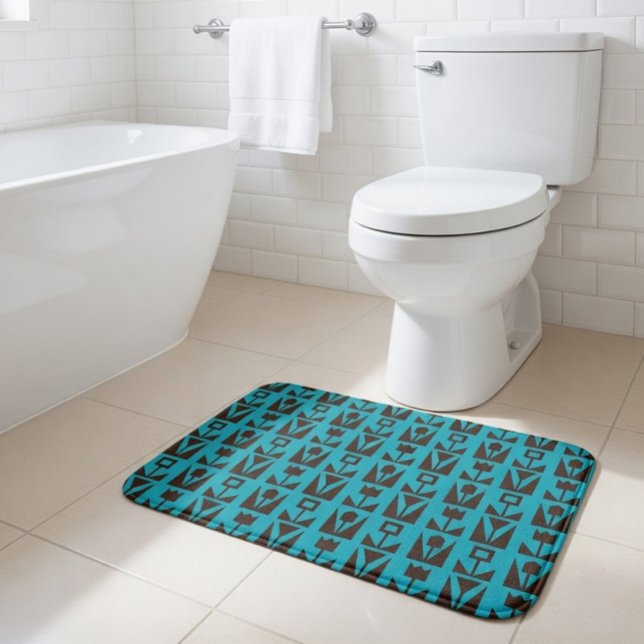 Abstrakt Geometric Blue Floral Badematte (Von Creator hochgeladen)