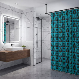 Abstrakt Geometric Blue Floral Duschvorhang