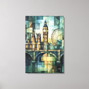 Abstrakt Geometric London Skyline mit Big Ben Leinwanddruck