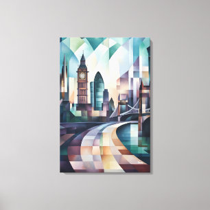 Abstrakt Geometric London Skyline mit Big Ben Leinwanddruck
