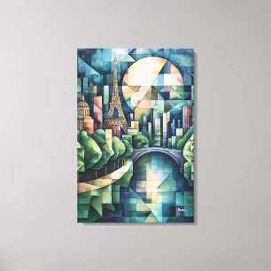 Abstrakt Geometric Paris Skyline mit Eiffelturm Leinwanddruck