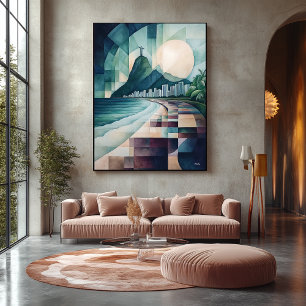 Abstrakt Geometric Rio de Janeiro Skyline Leinwanddruck