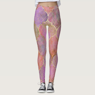Abstrakt Geometrie: marokkanisches Goldwasser Leggings