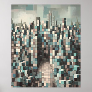 Abstrakt Geometrie Minimalistisch Moderne Stadtfüh Poster