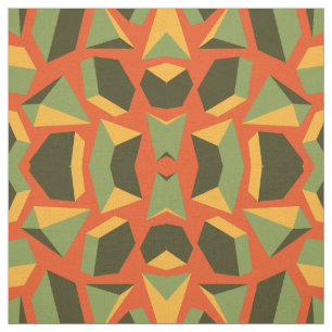 Abstrakt geometrisch 3-D Orange Green Modern Stoff
