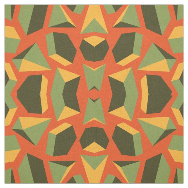 Abstrakt geometrisch 3-D Orange Green Modern Stoff (Muster)