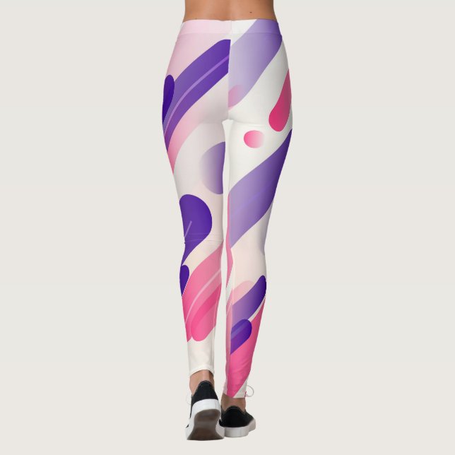 Abstrakt geometrisch abgerundetes farbiges Linienm Leggings (Rückseite)