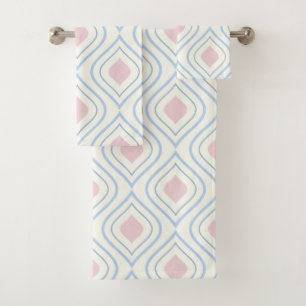 Abstrakt geometrisch, blau, rosa und weiß badhandtuch set