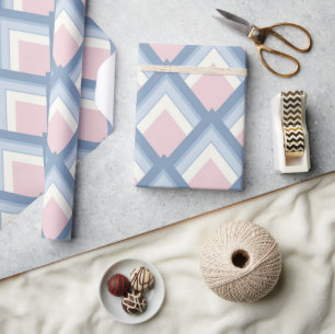 Abstrakt geometrisch, blau, rosa und weiß geschenkpapier