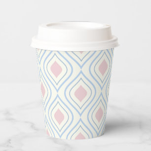 Abstrakt geometrisch, blau, rosa und weiß pappbecher