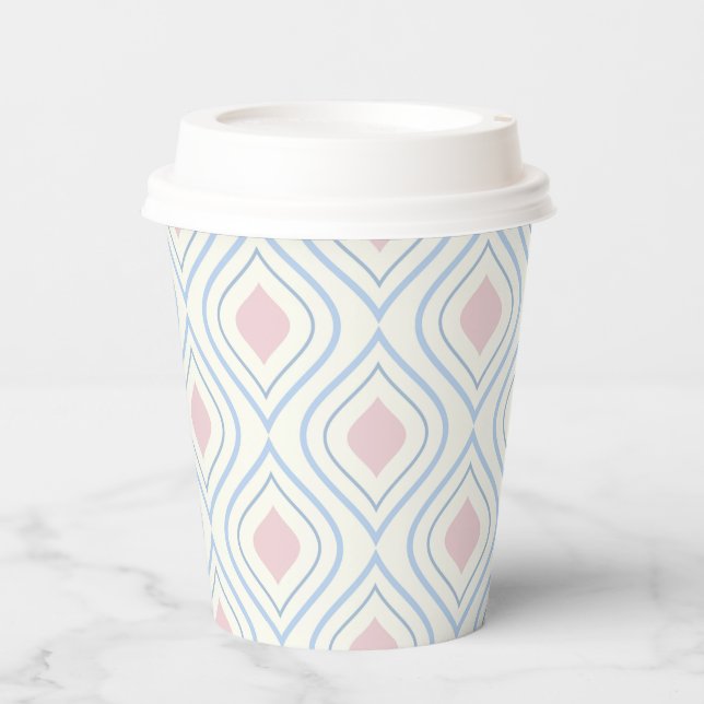 Abstrakt geometrisch, blau, rosa und weiß pappbecher (Vorderseite)