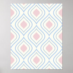 Abstrakt geometrisch, blau, rosa und weiß poster